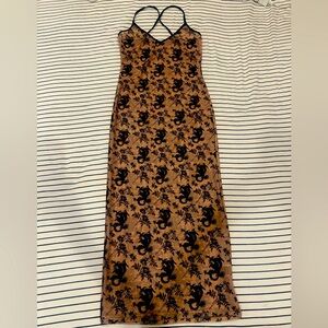 SHEIN Black and Brown y2k mesh dragon Maxi Dress